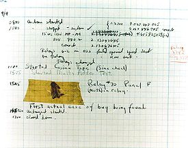 Image of a real bug; from Wikipedia article on Grace Hopper
