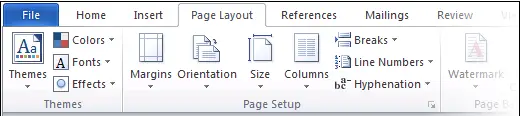 Word 2010 Page Layout tab
