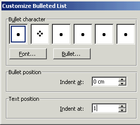 Wie Gedankenstrich für Aufzählungszeichen in Word 2000 eingestellt