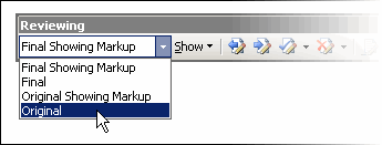 You can choose 'Original' on the Reviewing Toolbar to see your original text