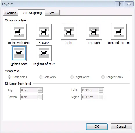 Set the text wrapping